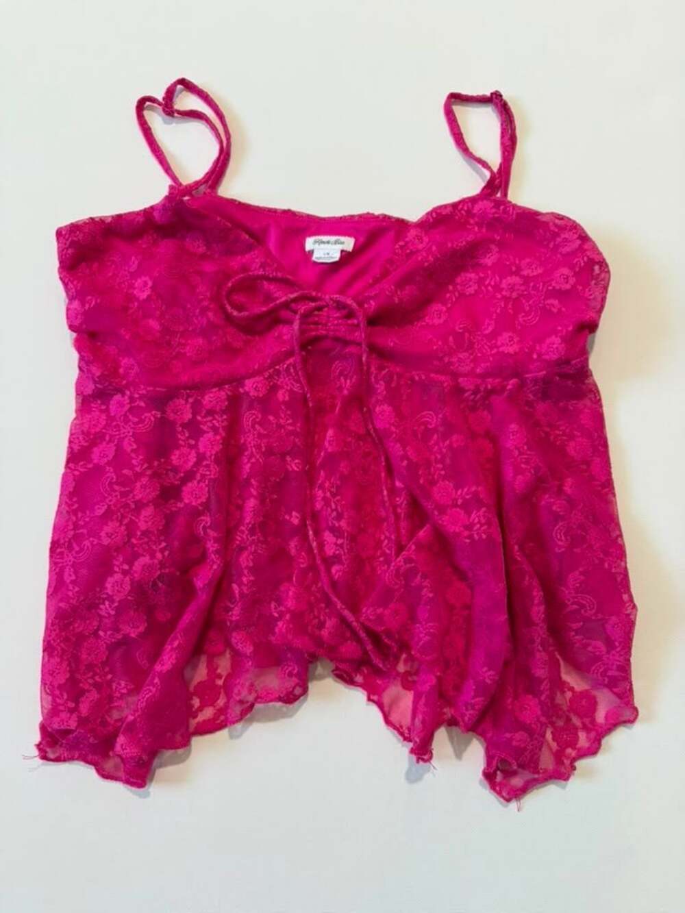 Y2K Baby Doll Hot Pink Lace Camisole Tank Top